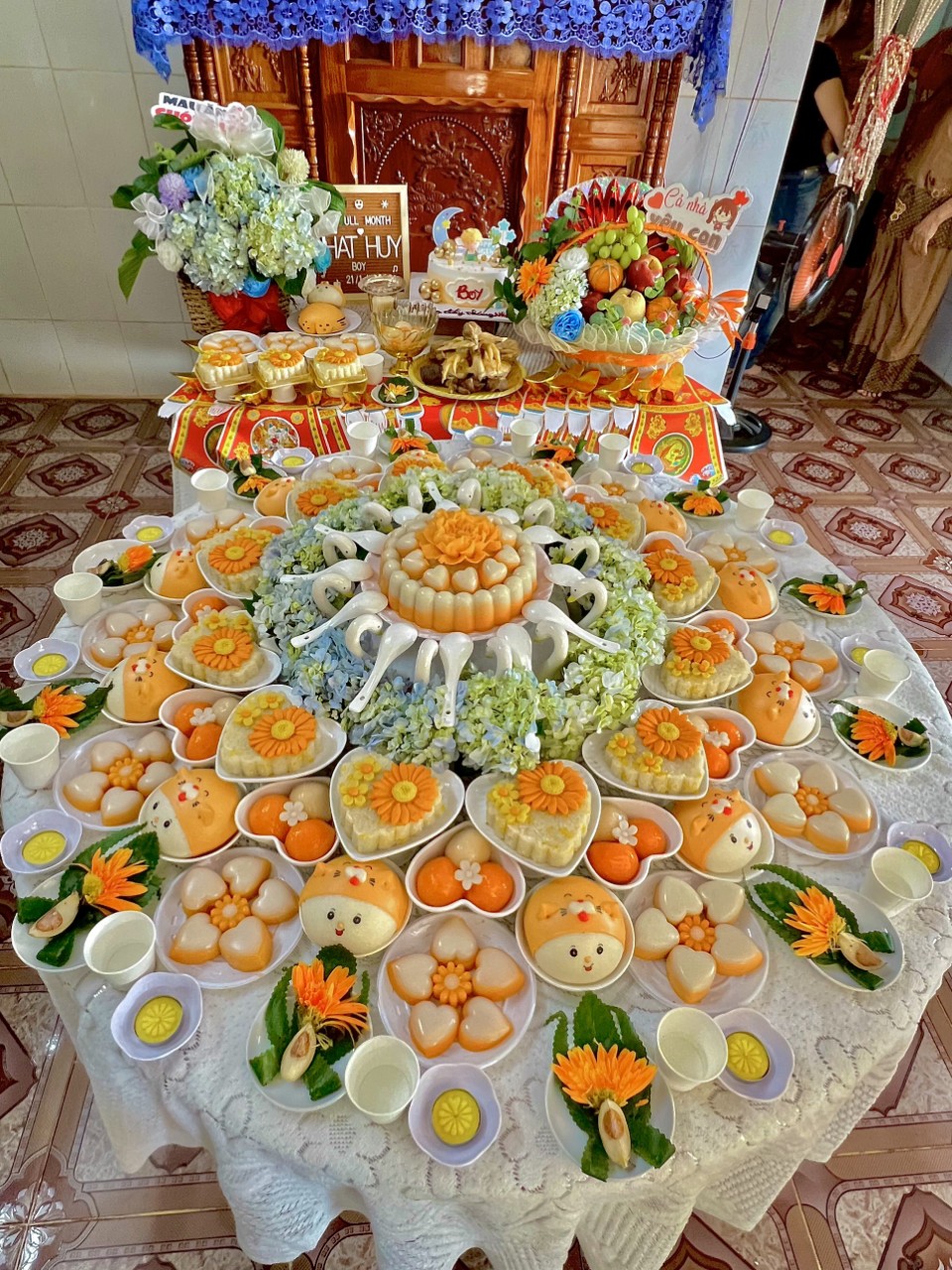 Mâm cúng đầy tháng Lộc An, Lộc Điền, Lộc Hiệp, Lộc Hòa, Lộc Hưng, Lộc  Khánh, Lộc Phú, Lộc Quang, Lộc Tấn, Lộc Thái, Lộc Thạnh, Lộc Thành, Lộc  Thiện, Lộc Thịnh,