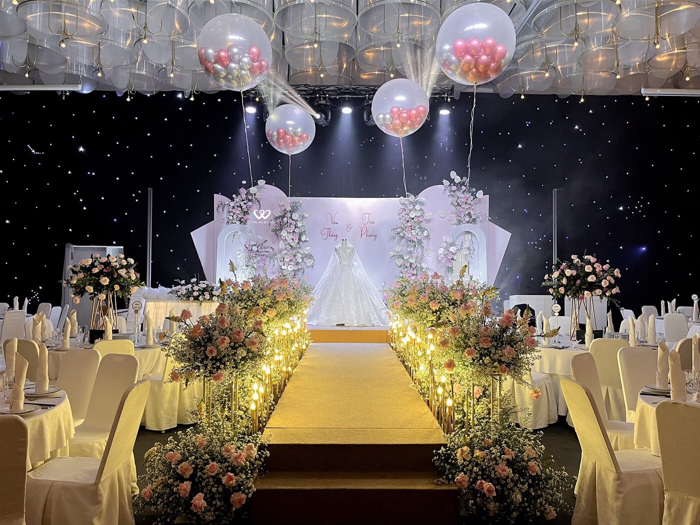 Trang Trí Lối đi đám Cưới Nhà Hàng Tiệc Cưới